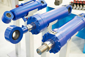 Hydraulic cylinders on stand exhibition